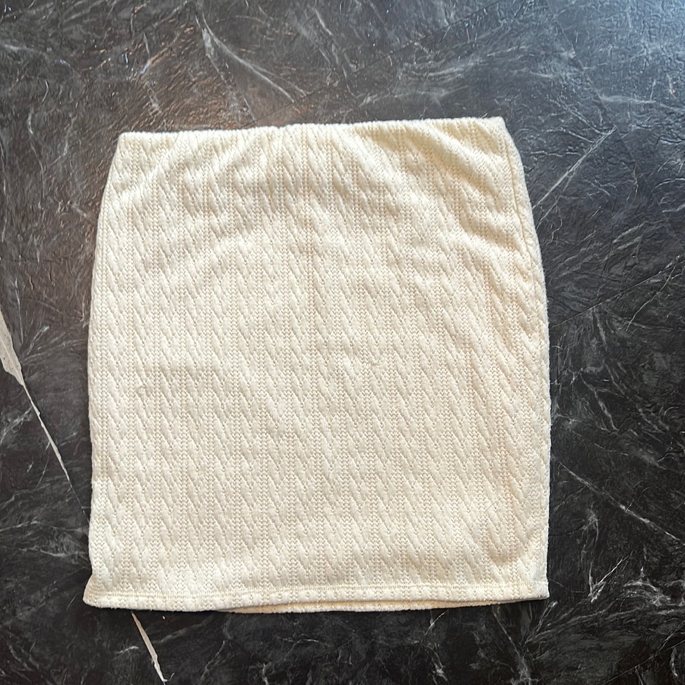 Cream colored pencil skirt